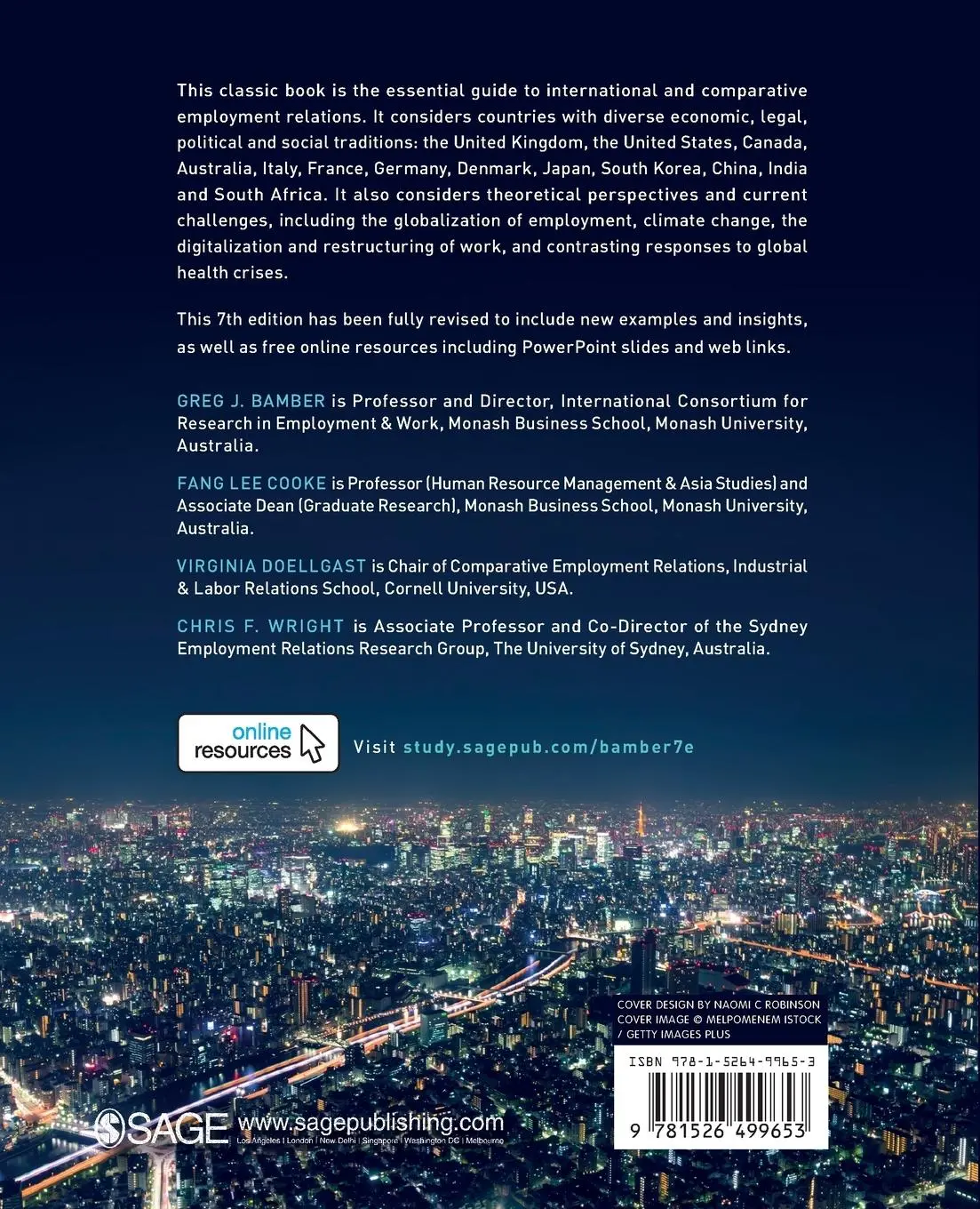 Rückseite: 9781526499653 | International and Comparative Employment Relations | Bamber (u. a.)
