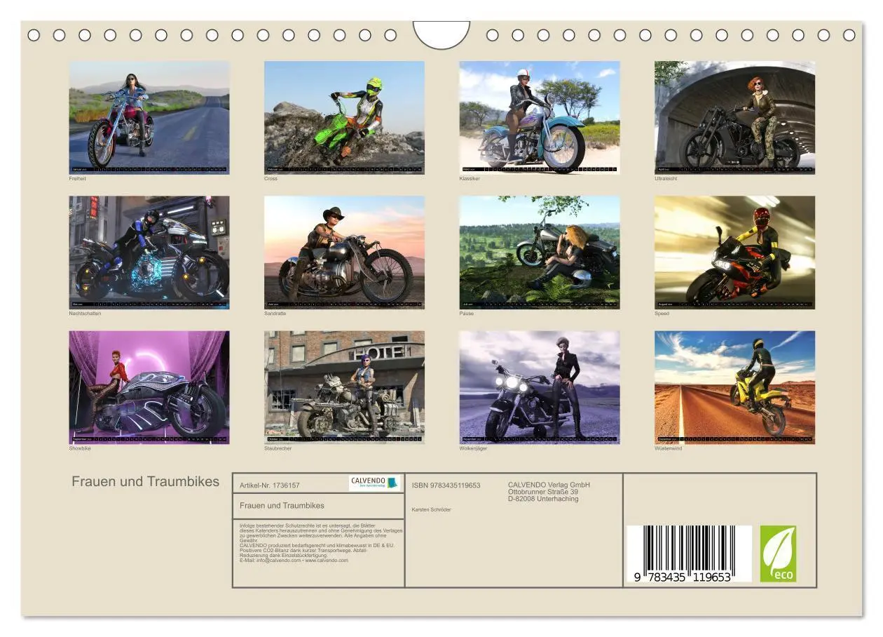 Bild: 9783435119653 | Frauen und Traumbikes (Wandkalender 2025 DIN A4 quer), CALVENDO...