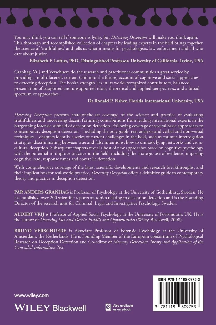 Rückseite: 9781118509753 | Detecting Deception | Current Challenges and Cognitive Approaches