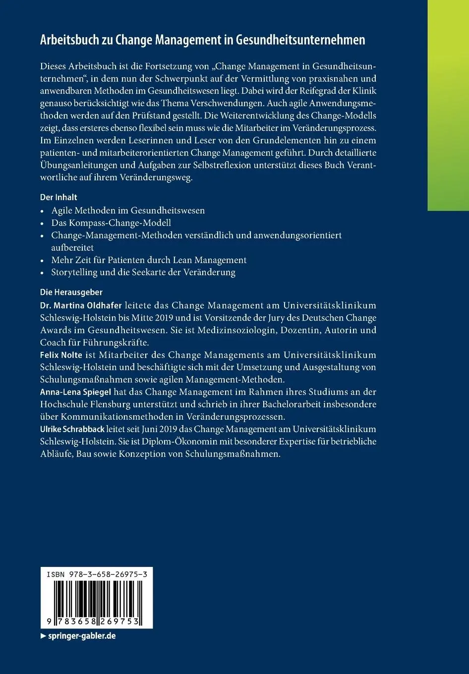 Rückseite: 9783658269753 | Arbeitsbuch zu Change Management in Gesundheitsunternehmen | Buch
