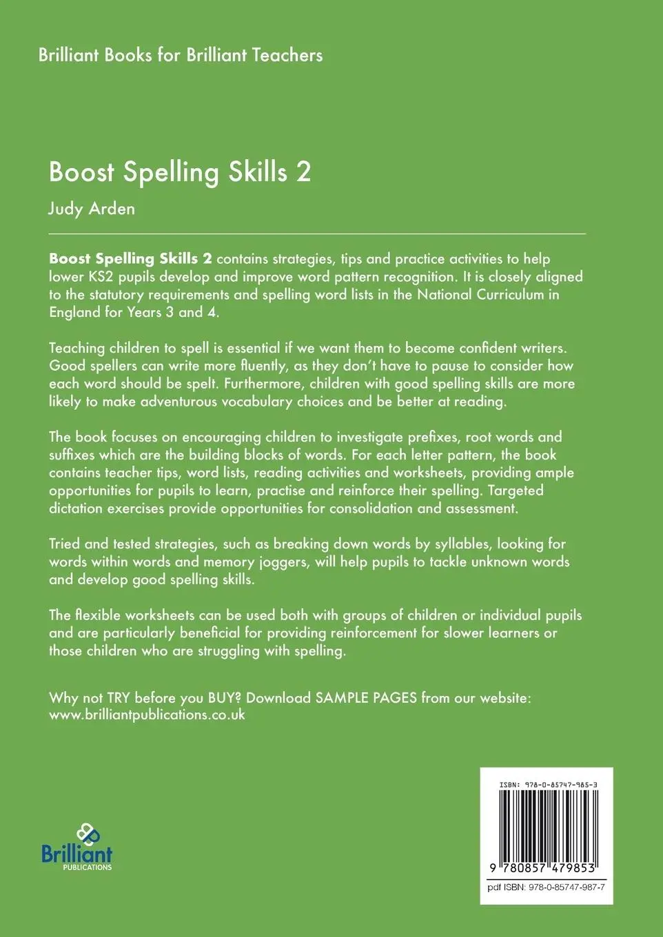 Rückseite: 9780857479853 | Boost Spelling Skills 2 | Judy Arden | Taschenbuch | Englisch | 2023