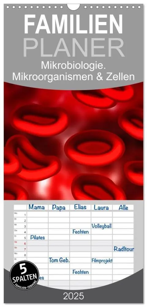 Cover: 9783457119853 | Familienplaner 2025 - Mikrobiologie. Mikroorganismen und Zellen mit...