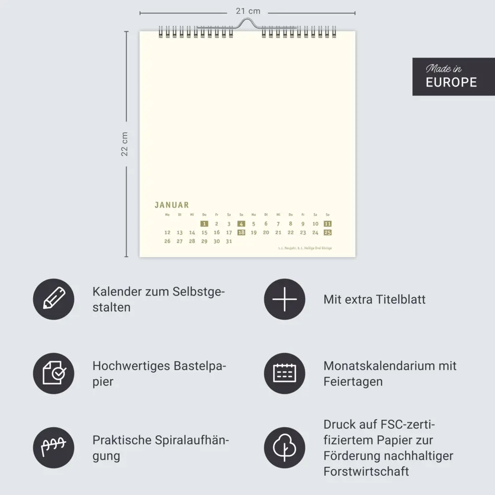 Bild: 9783756409853 | Premium-Bastelkalender gold mittel 2026 | Kalender | Spiralbindung