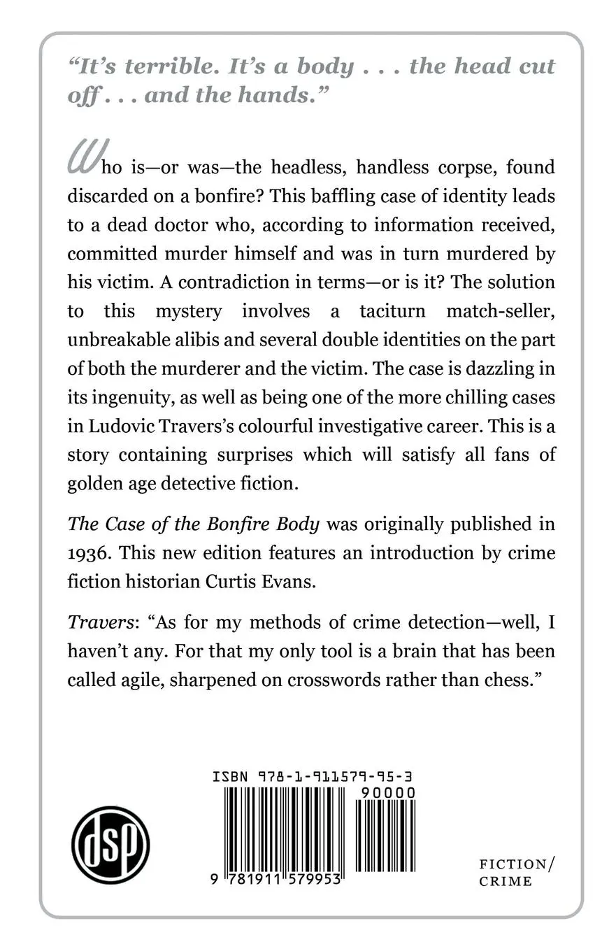 Rückseite: 9781911579953 | The Case of the Bonfire Body | A Ludovic Travers Mystery | Bush | Buch