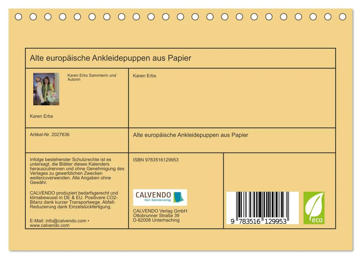 Bild: 9783516129953 | Alte europäische Ankleidepuppen aus Papier (Tischkalender 2026 DIN...