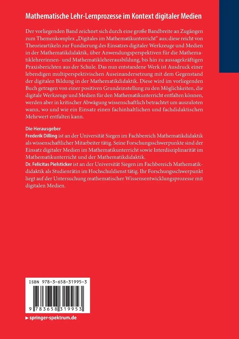 Rückseite: 9783658319953 | Mathematische Lehr-Lernprozesse im Kontext digitaler Medien | Buch