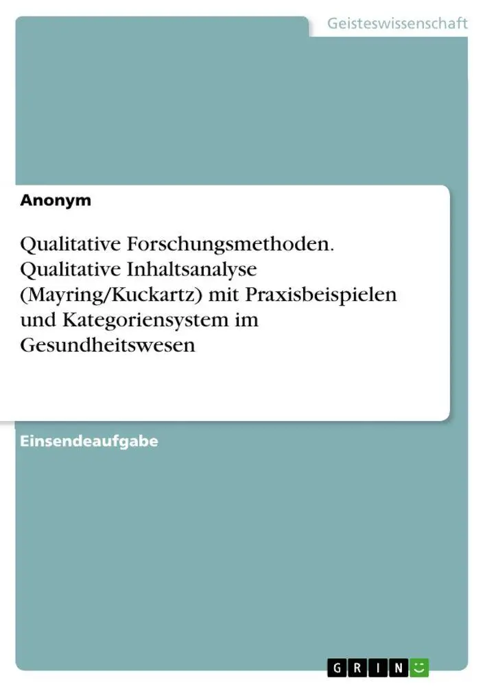 Cover: 9783389150054 | Qualitative Forschungsmethoden. Qualitative Inhaltsanalyse...
