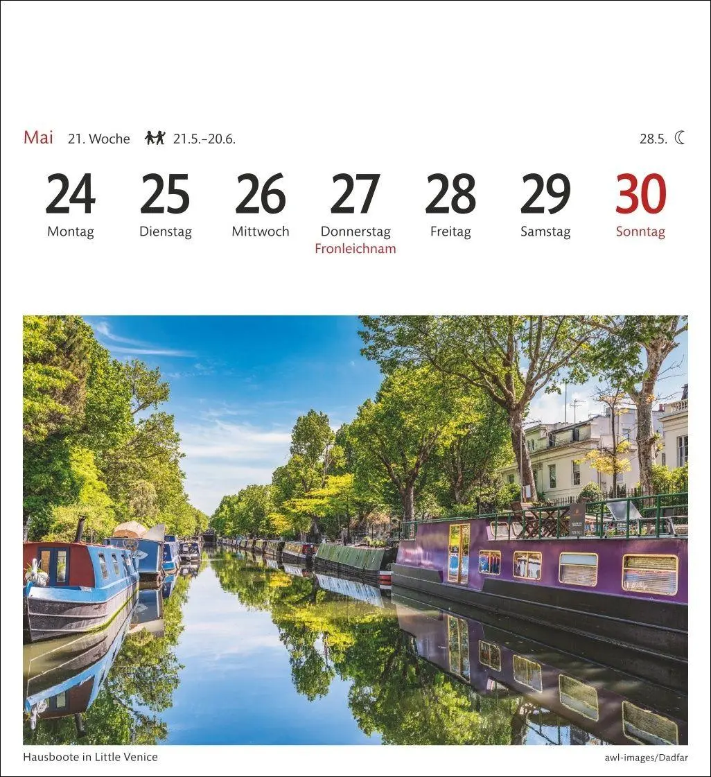 Bild: 9783840040054 | London Sehnsuchtskalender 2027 - Wochenkalender mit 53 Postkarten