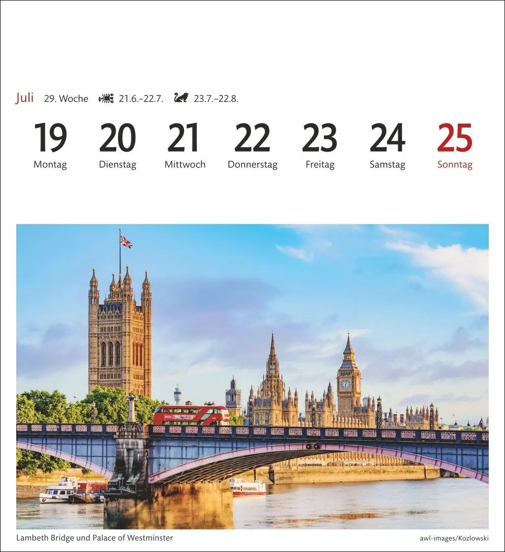 Bild: 9783840040054 | London Sehnsuchtskalender 2027 - Wochenkalender mit 53 Postkarten
