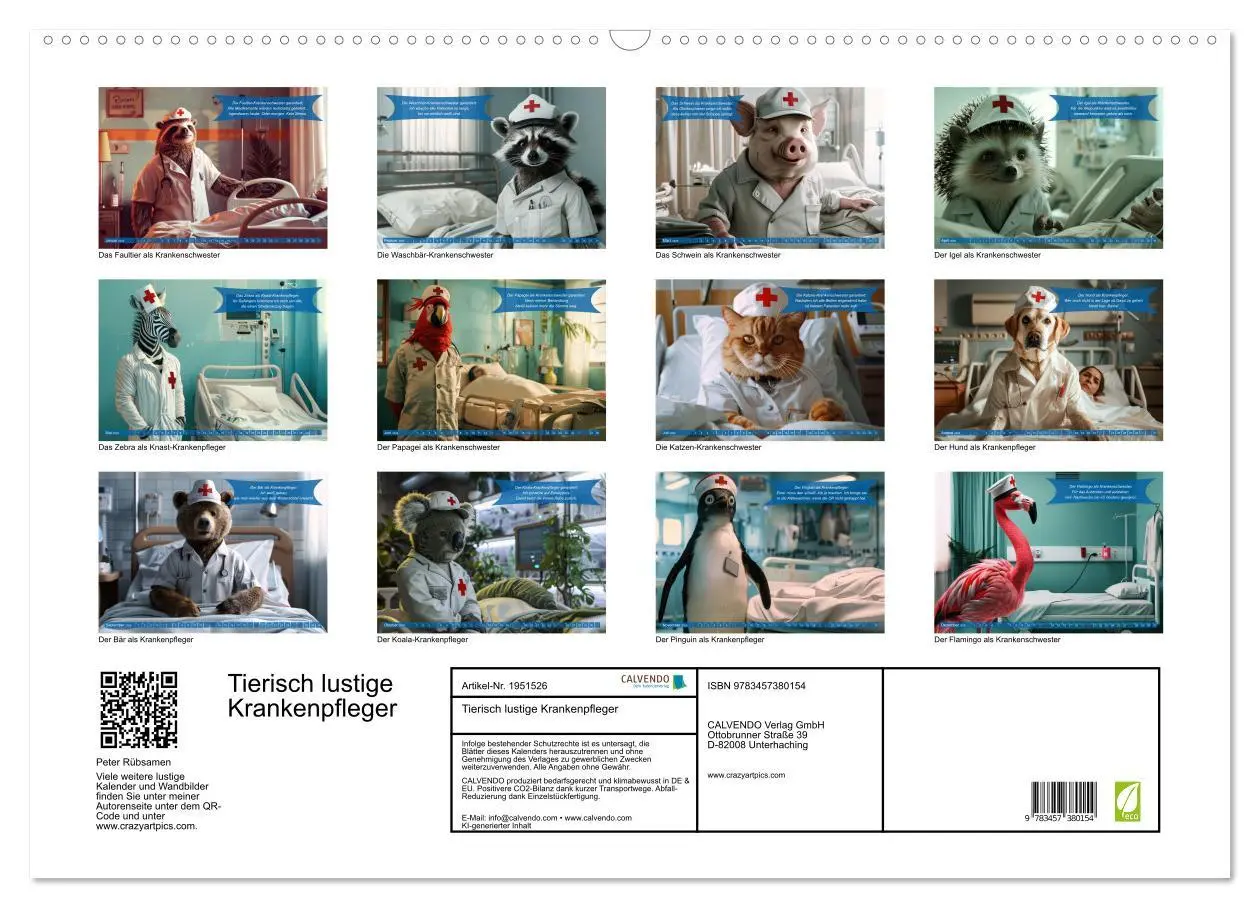 Bild: 9783457380154 | Tierisch lustige Krankenpfleger (Wandkalender 2026 DIN A2 quer),...
