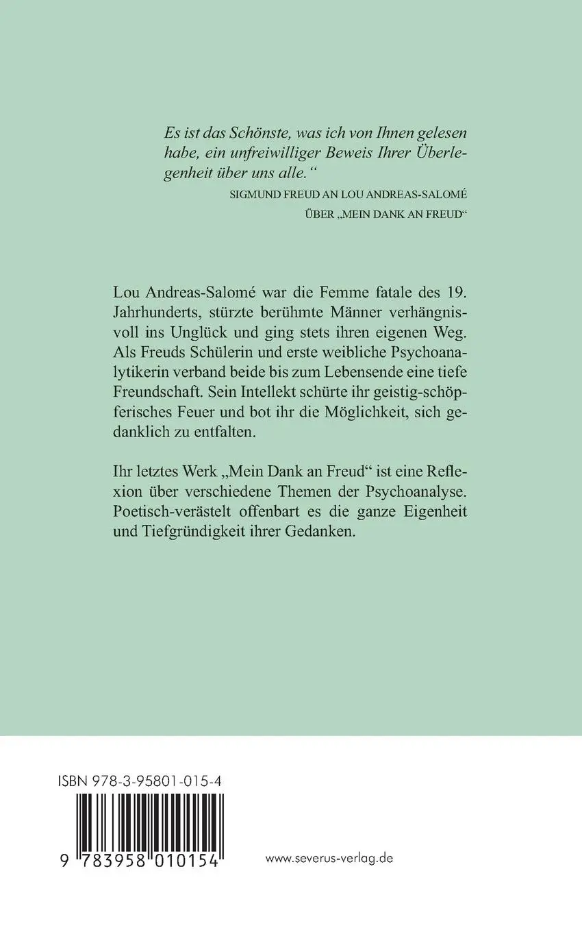 Rückseite: 9783958010154 | Mein Dank an Freud | Lou Andreas-Salomé | Taschenbuch | 132 S. | 2021