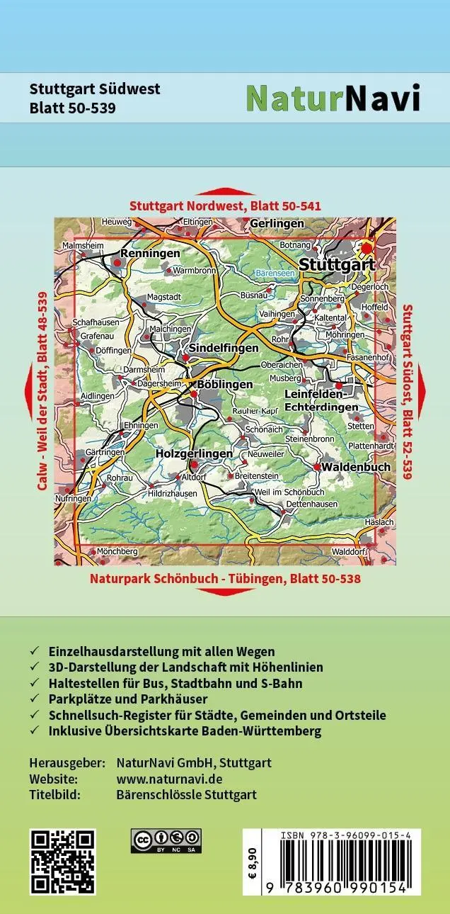 Bild: 9783960990154 | Stuttgart Südwest 1 : 25 000 | (Land-)Karte | gefalzt | 1 S. | Deutsch