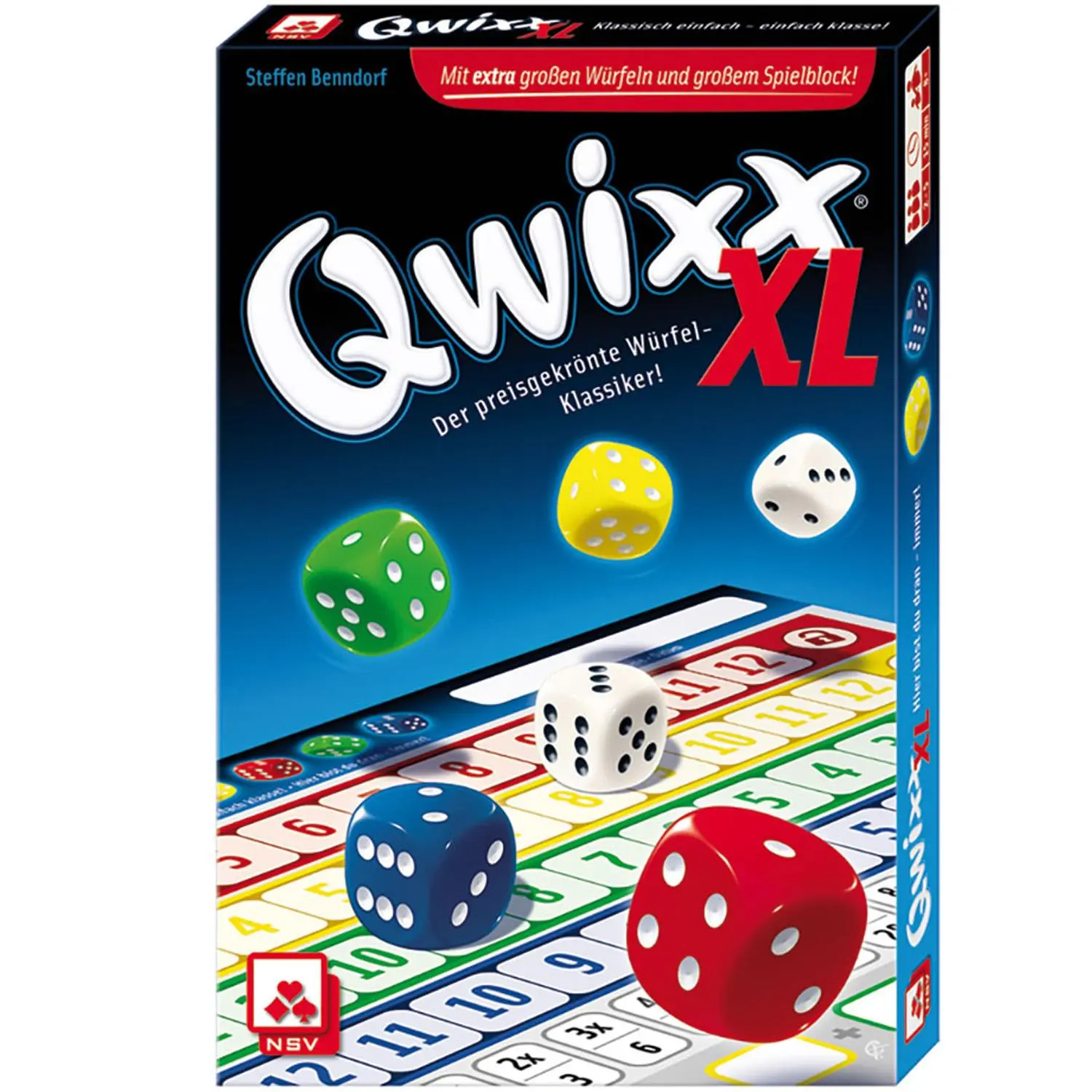 Cover: 4012426880254 | Qwixx XL | Nürnberger Spielkarten Verlag | Spiel | Brettspiel | 4022