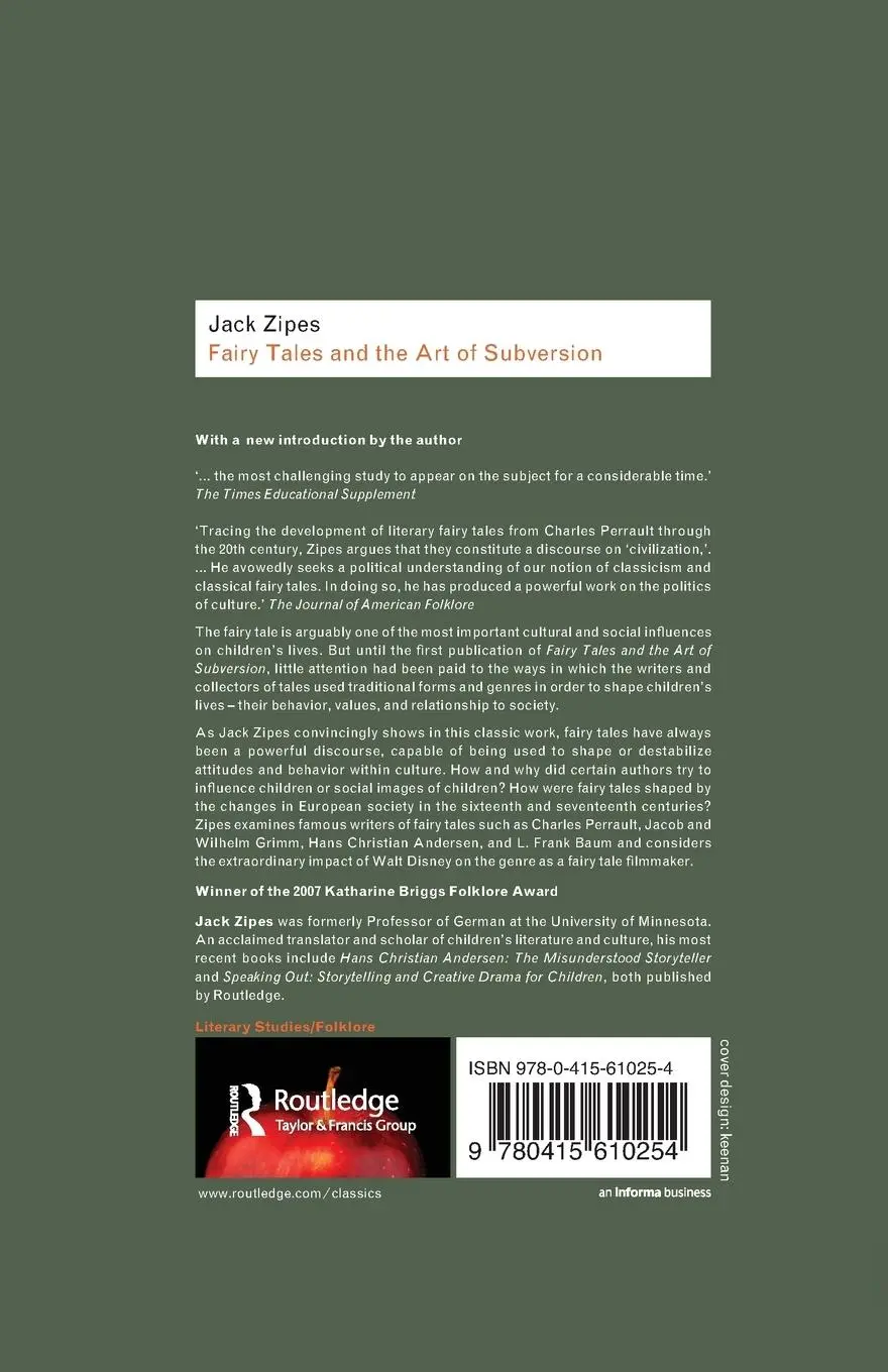 Rückseite: 9780415610254 | Fairy Tales and the Art of Subversion | Jack Zipes | Taschenbuch