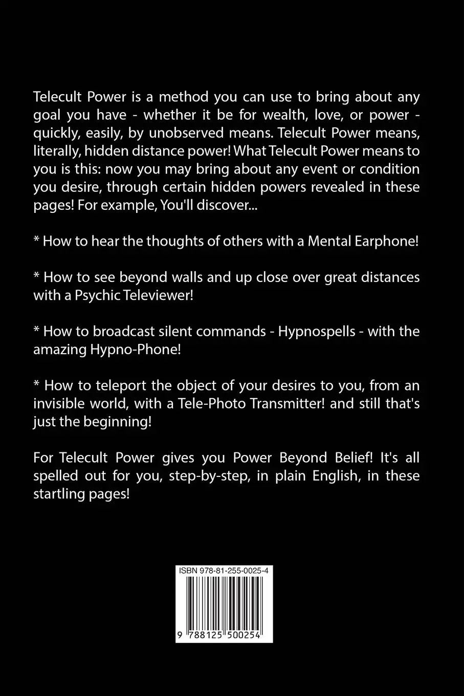 Rückseite: 9788125500254 | Telecult Power | The Amazing New Way to Psychic and Occult Wonders