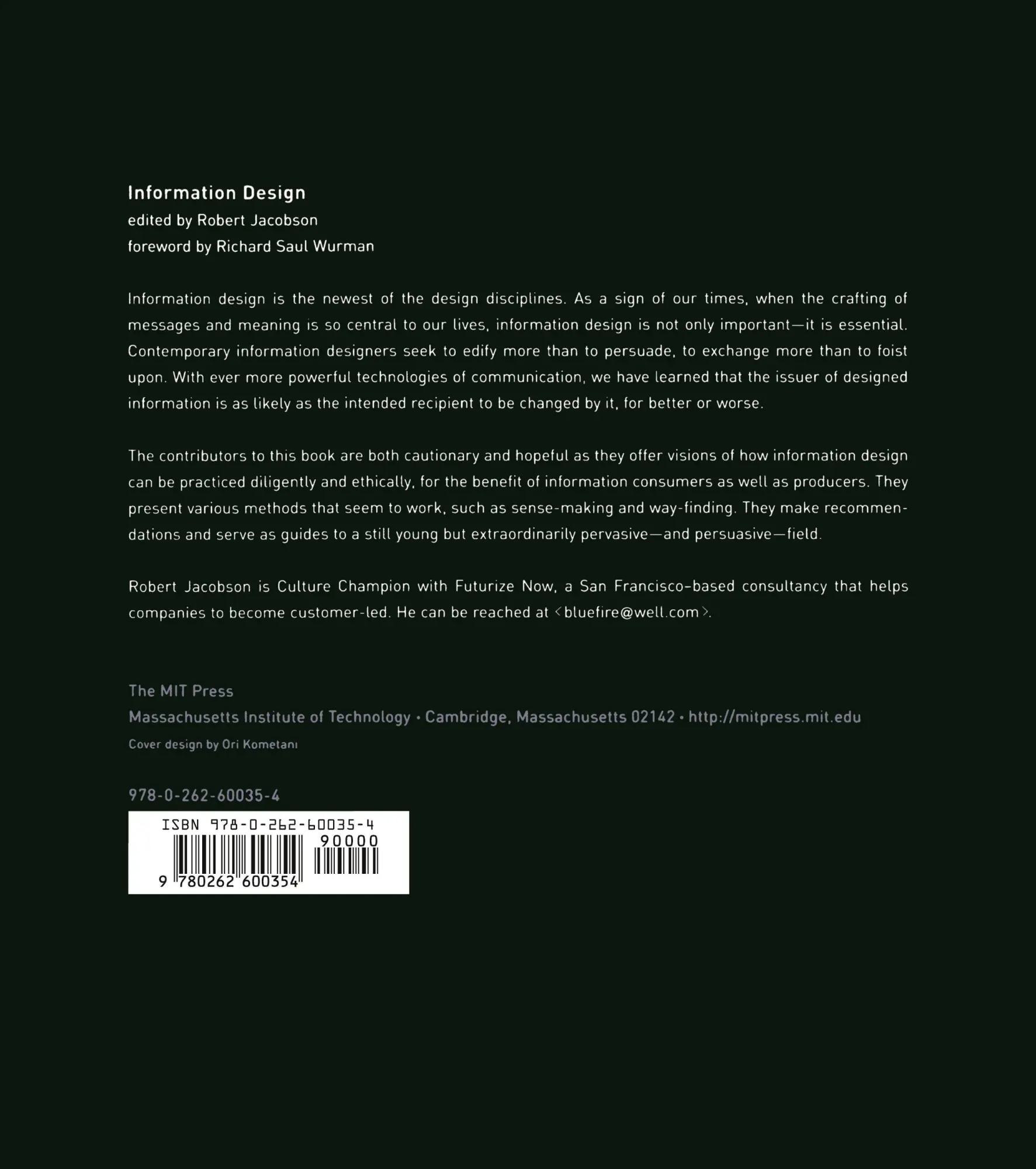 Rückseite: 9780262600354 | Information Design | Robert Jacobson | Taschenbuch | Englisch | 2000