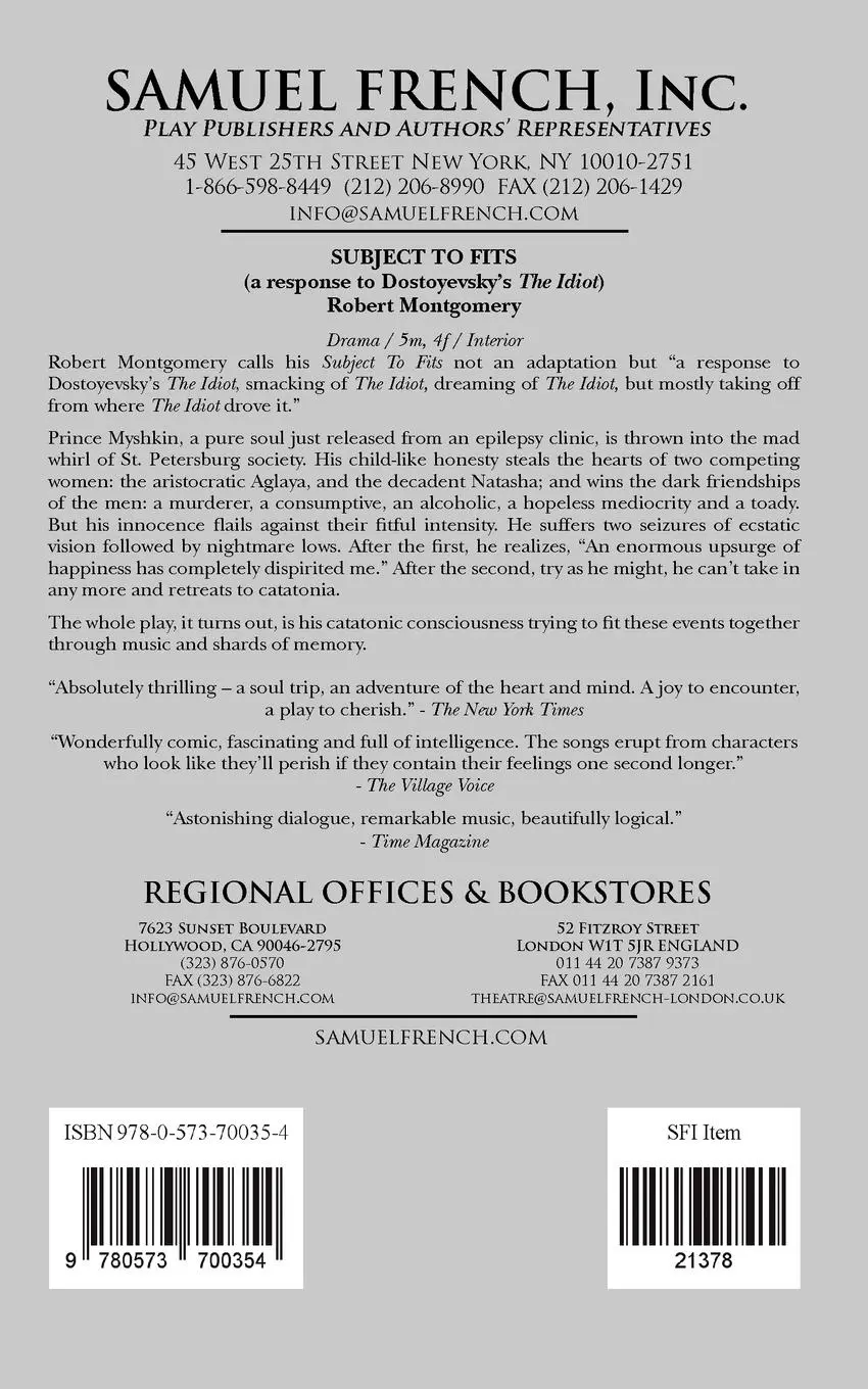 Rückseite: 9780573700354 | Subject to Fits | Robert Montgomery | Taschenbuch | Englisch | 2012
