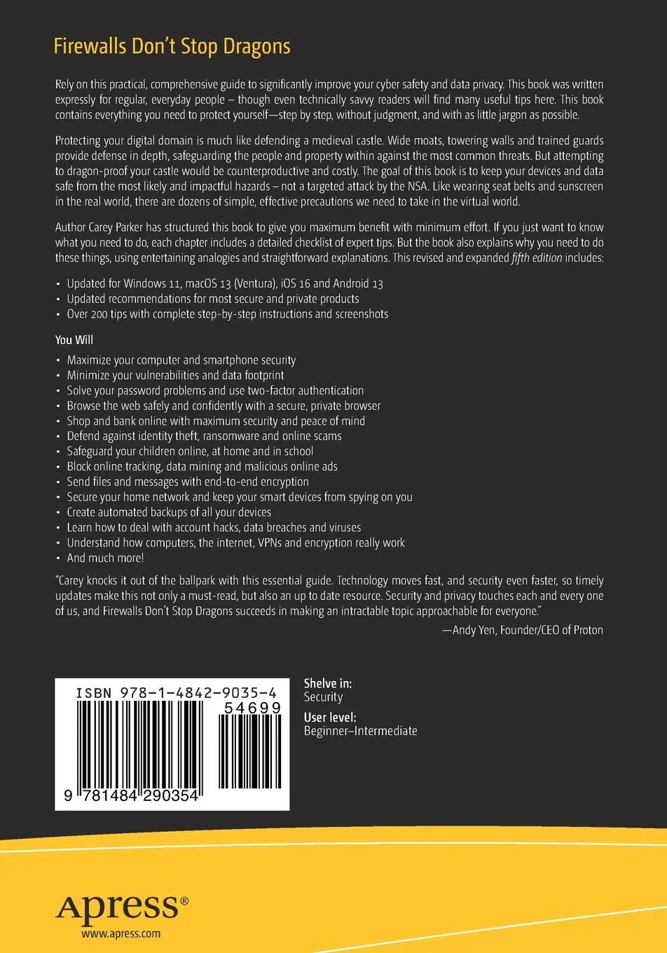 Rückseite: 9781484290354 | Firewalls Don't Stop Dragons | Carey Parker | Taschenbuch | xxx | 2023