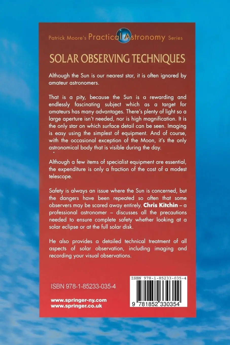 Rückseite: 9781852330354 | Solar Observing Techniques | C. R. Kitchin | Taschenbuch | xxi | 2001