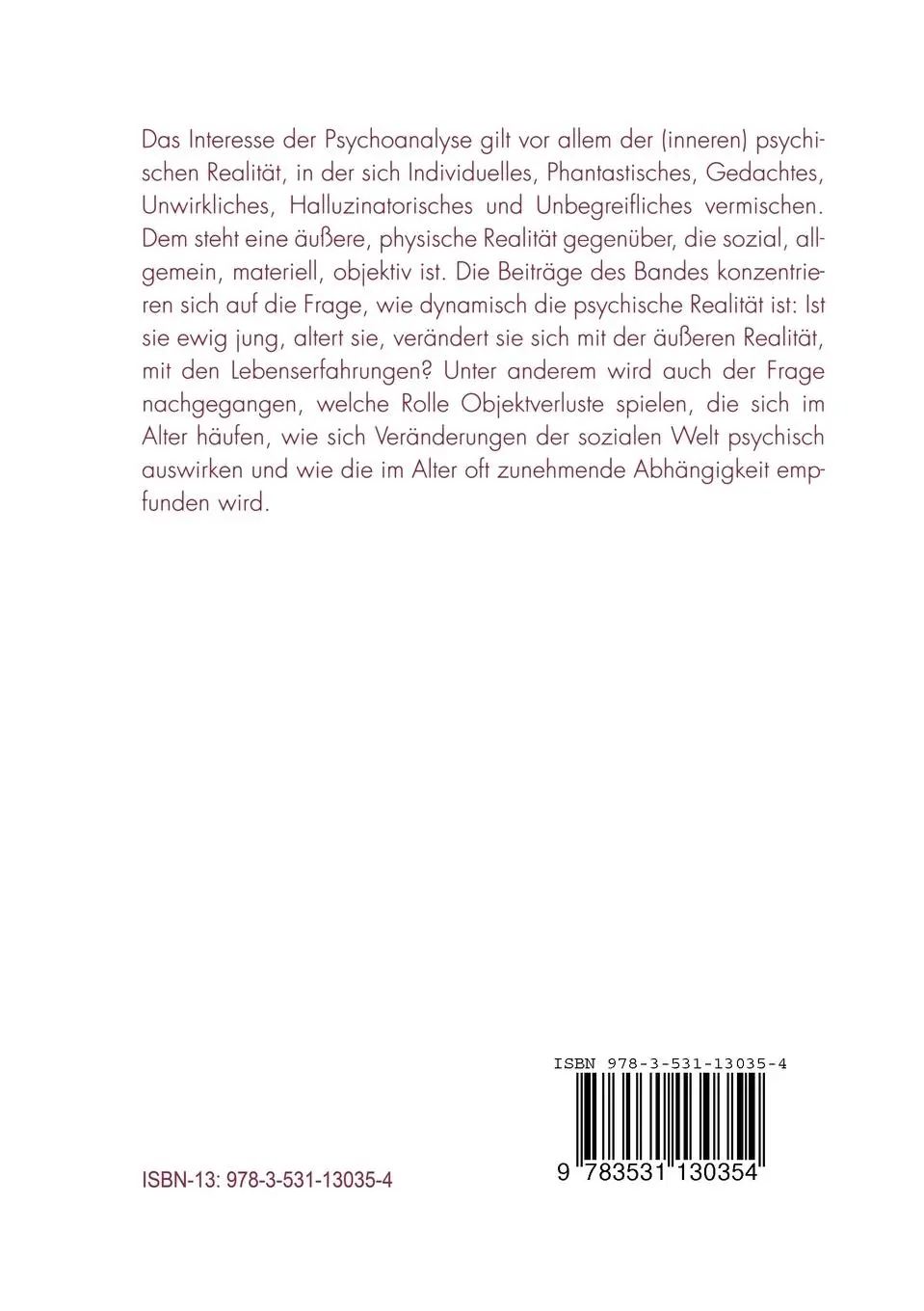Rückseite: 9783531130354 | Altern: Äußere Realität, innere Wirklichkeiten | Martin Teising | Buch