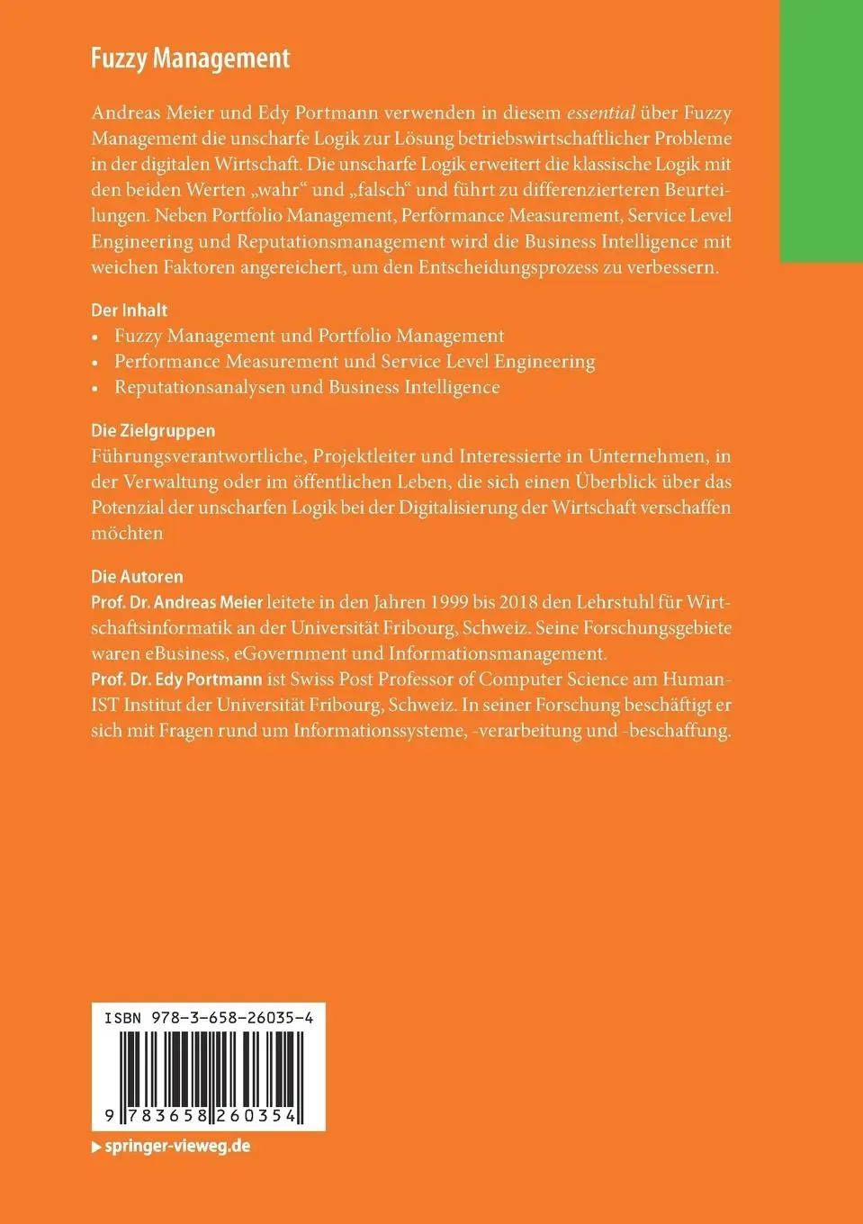 Rückseite: 9783658260354 | Fuzzy Management | Andreas Meier (u. a.) | Taschenbuch | essentials