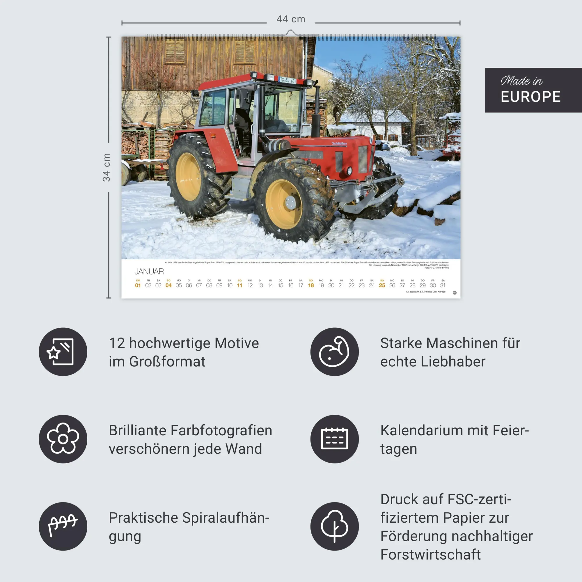 Bild: 9783756410354 | Starke Traktoren Posterkalender 2026 | Heye | Kalender | Spiralbindung