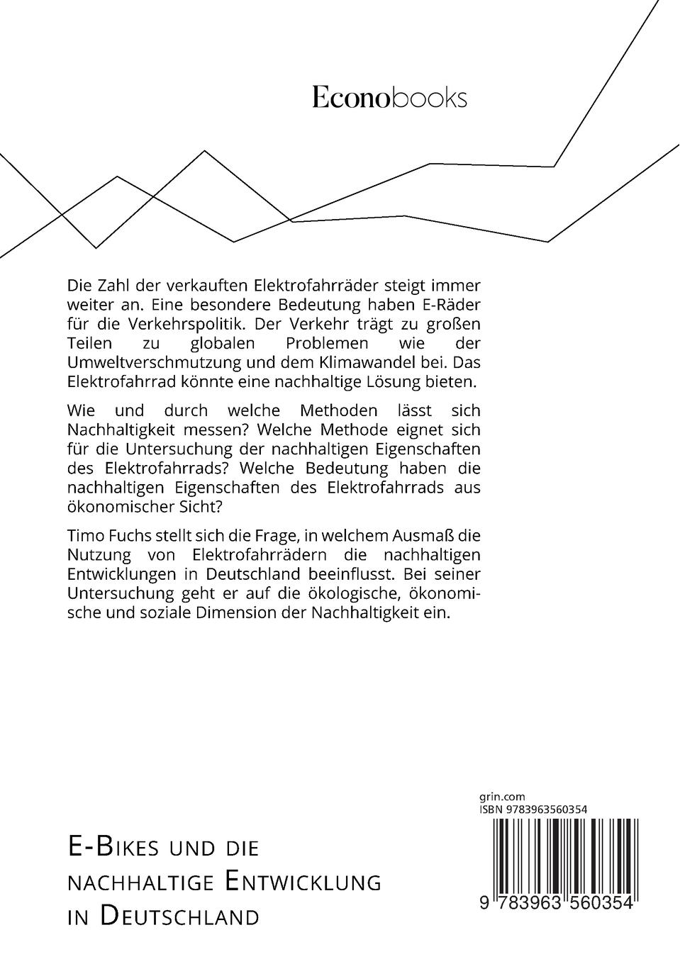 Rückseite: 9783963560354 | E-Bikes und die nachhaltige Entwicklung in Deutschland. Die...
