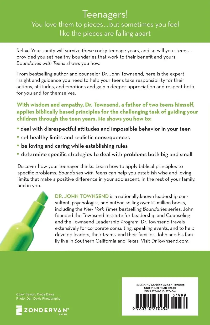 Rückseite: 9780310270454 | Boundaries with Teens | When to Say Yes, How to Say No | John Townsend