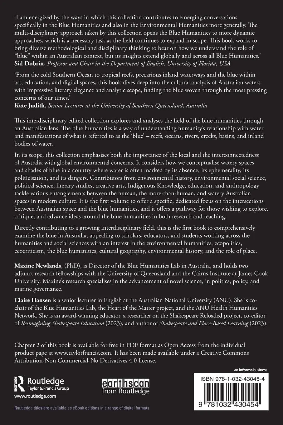 Rückseite: 9781032430454 | Critical Approaches to the Australian Blue Humanities | Hansen (u. a.)