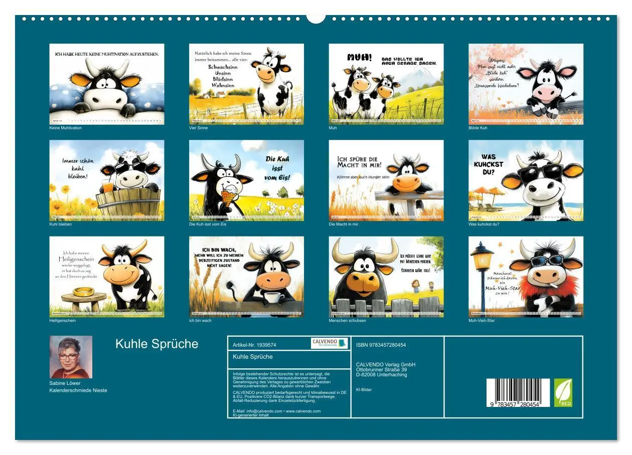 Bild: 9783457280454 | Kuhle Sprüche (hochwertiger Premium Wandkalender 2026 DIN A2 quer),...