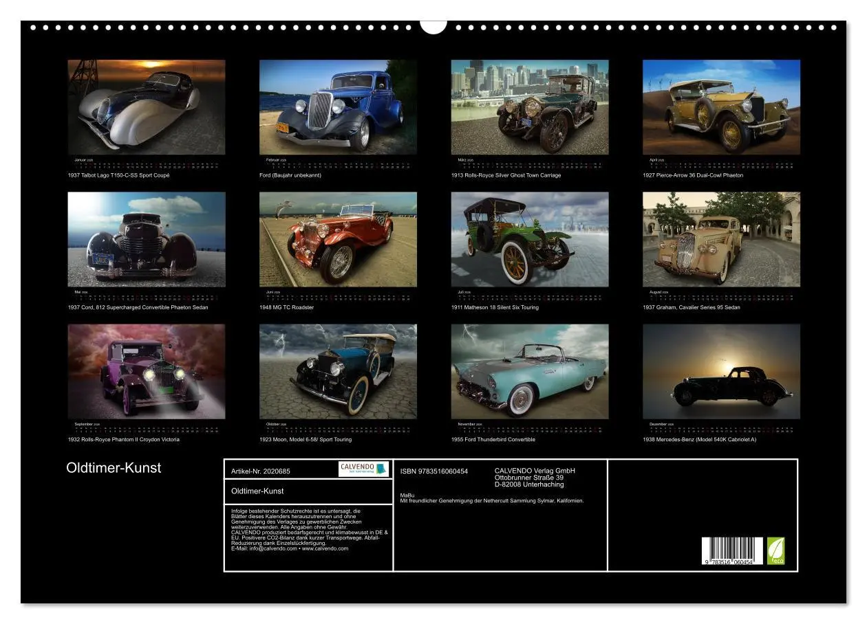 Bild: 9783516060454 | Oldtimer-Kunst (Wandkalender 2026 DIN A2 quer), CALVENDO...