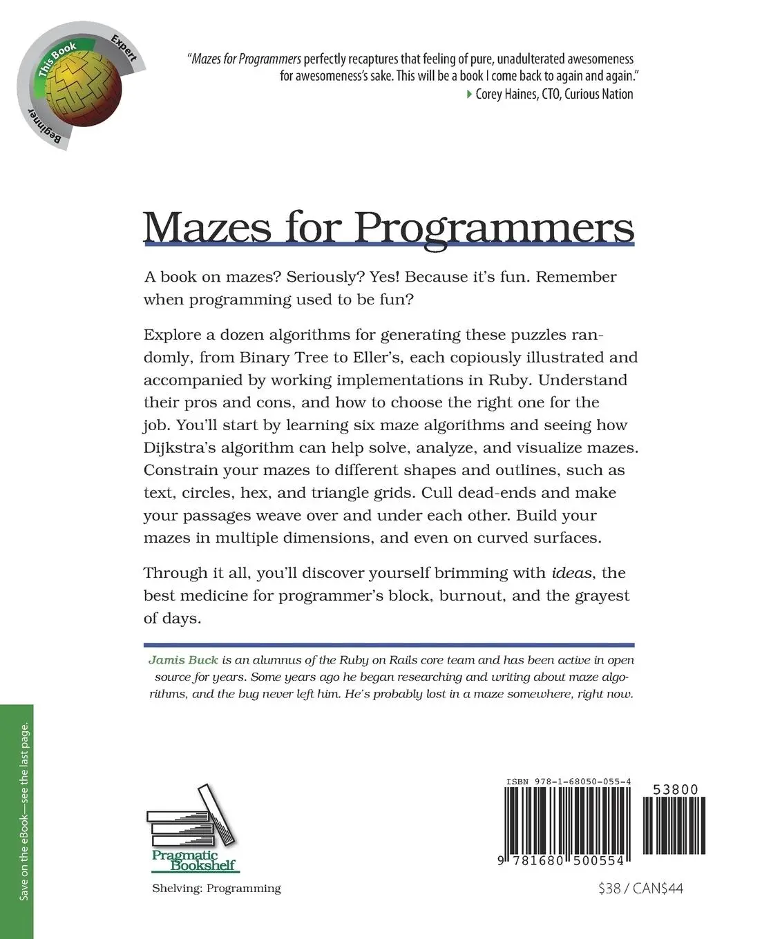 Rückseite: 9781680500554 | Mazes for Programmers | Code Your Own Twisty Little Passages | Buck