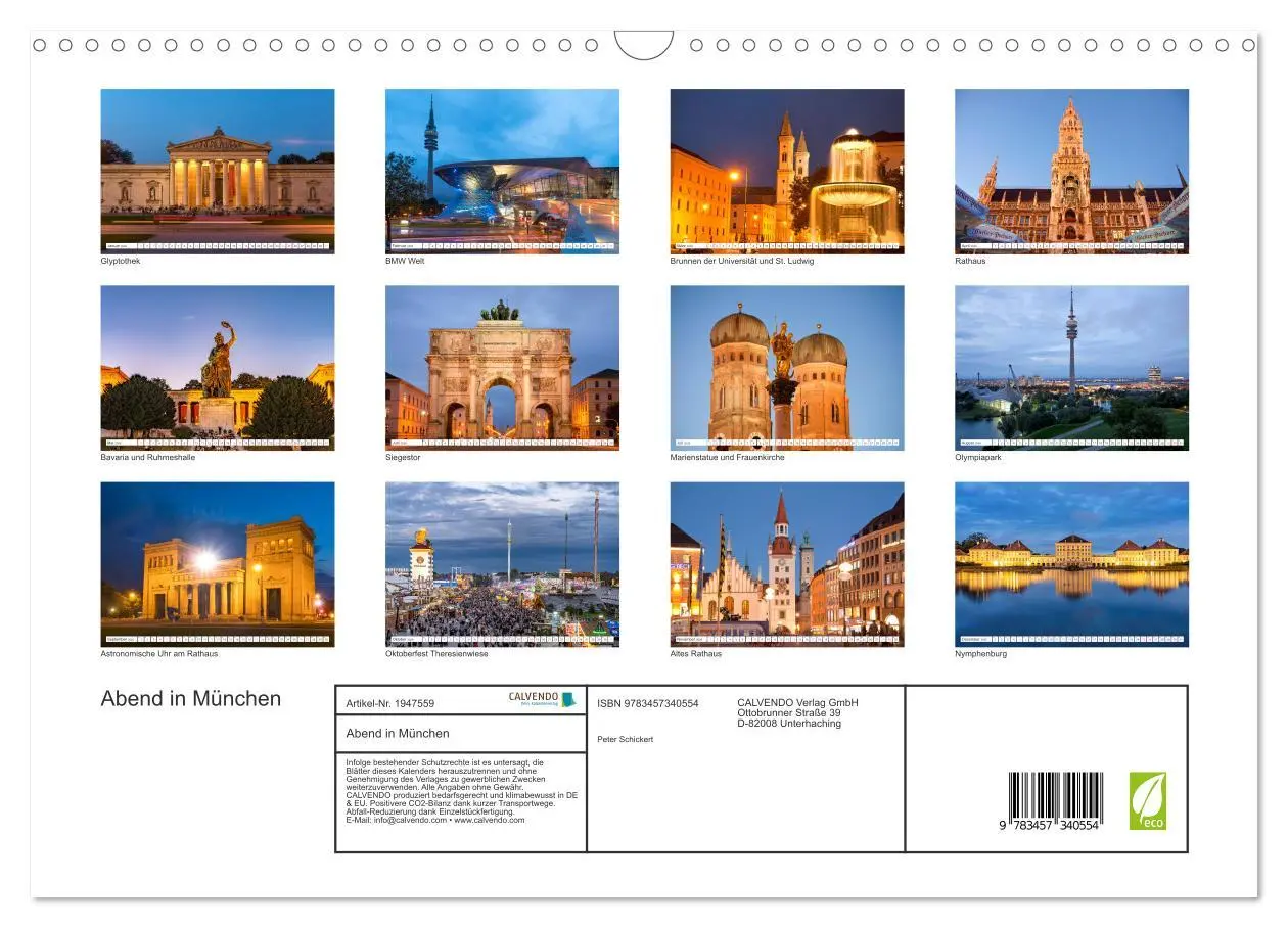 Bild: 9783457340554 | Abend in München (Wandkalender 2026 DIN A3 quer), CALVENDO...