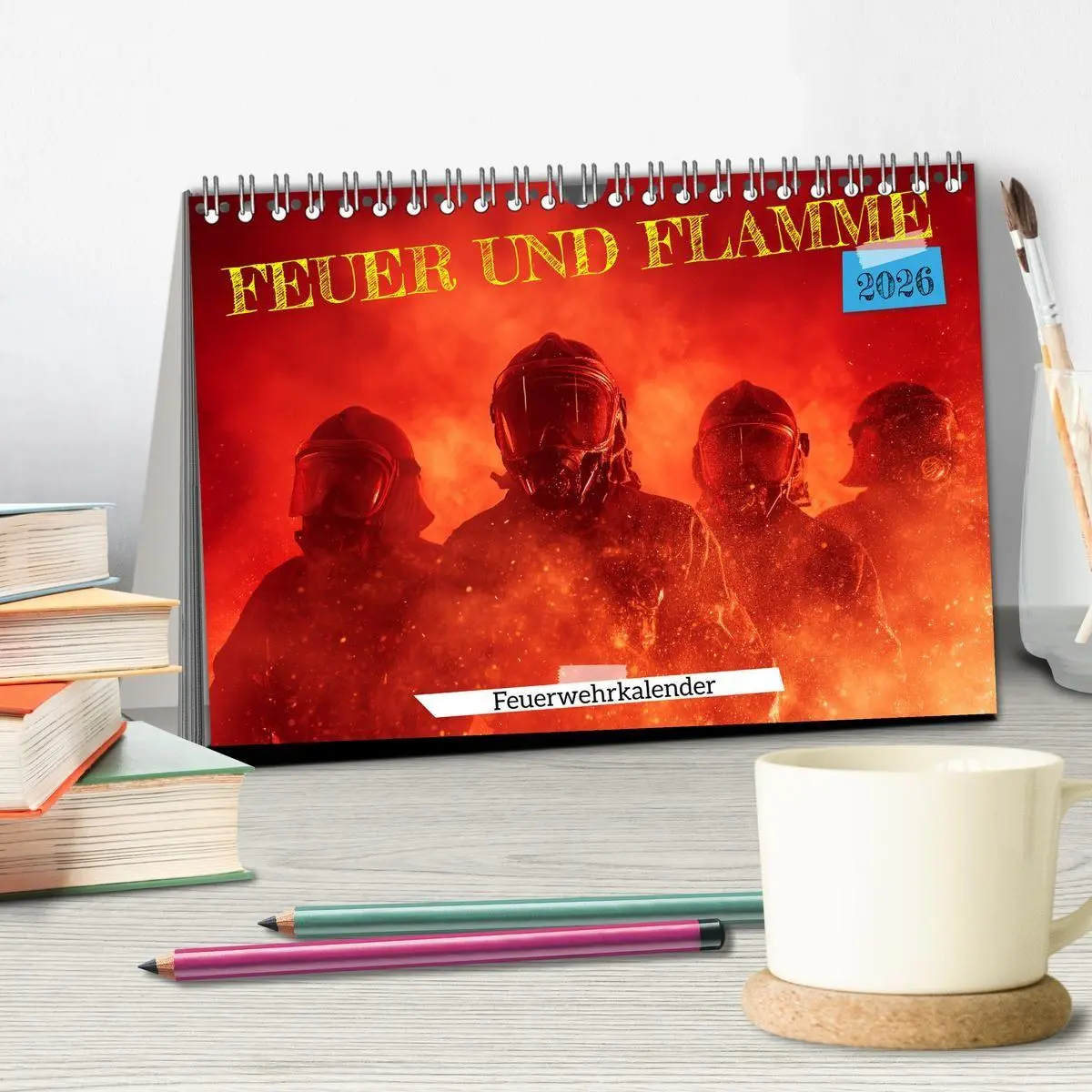 Bild: 9783516670554 | Feuer und Flamme - Feuerwehrkalender (Tischkalender 2026 DIN A5...