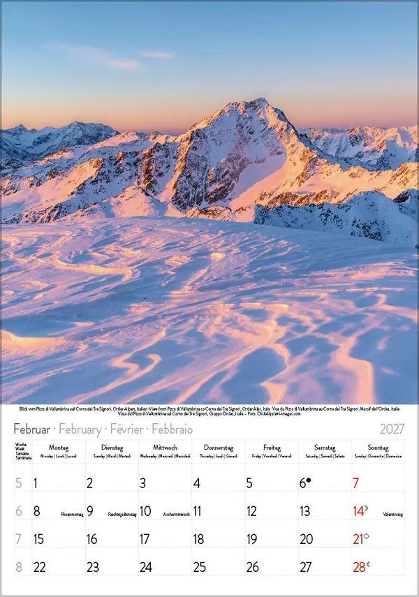 Bild: 9783819300554 | Die Alpen 2027 | Verlag Korsch | Kalender | Spiralbindung | 13 S.