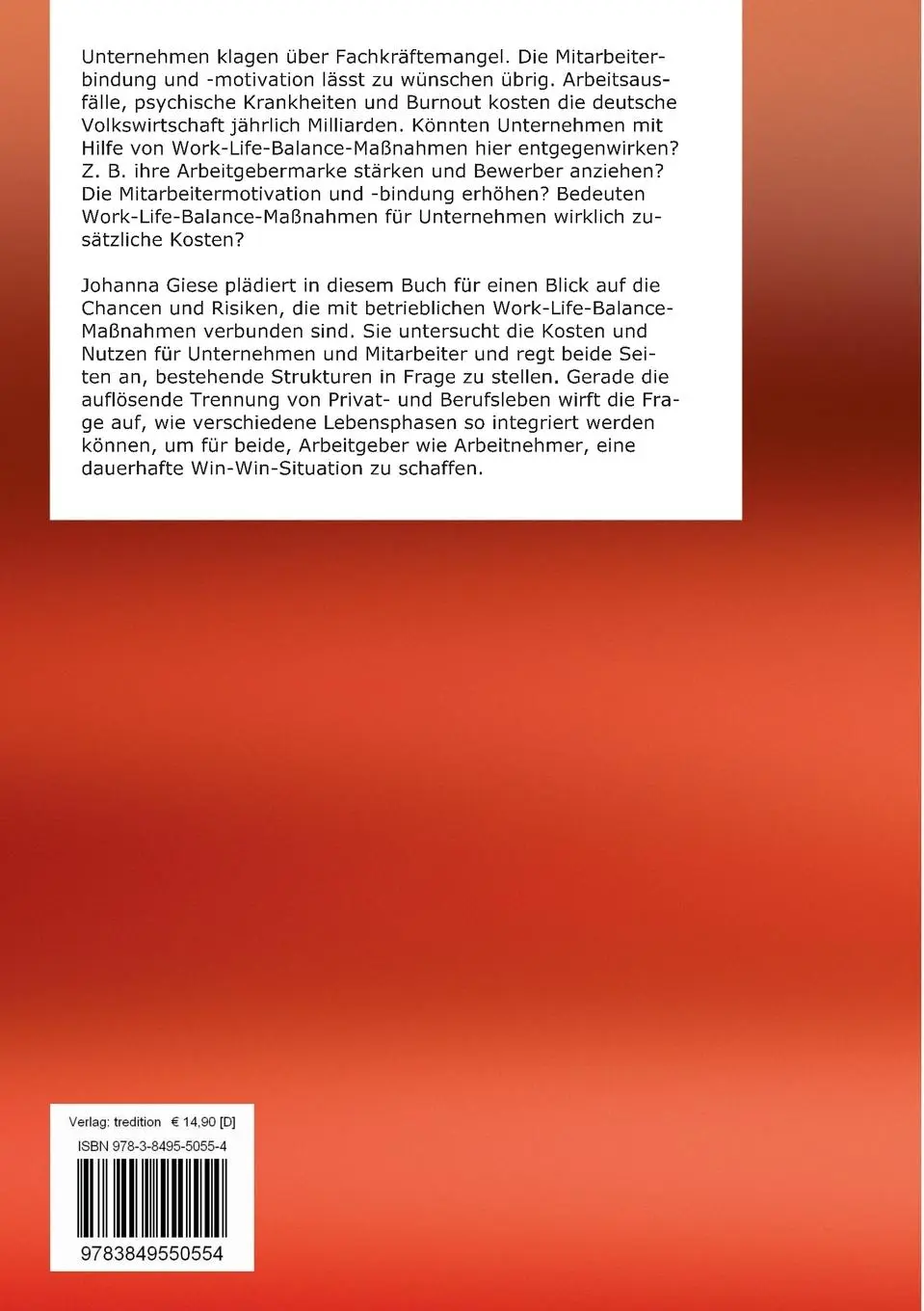 Rückseite: 9783849550554 | Work-Life-Balance in Unternehmen | Johanna Giese | Taschenbuch | 2013