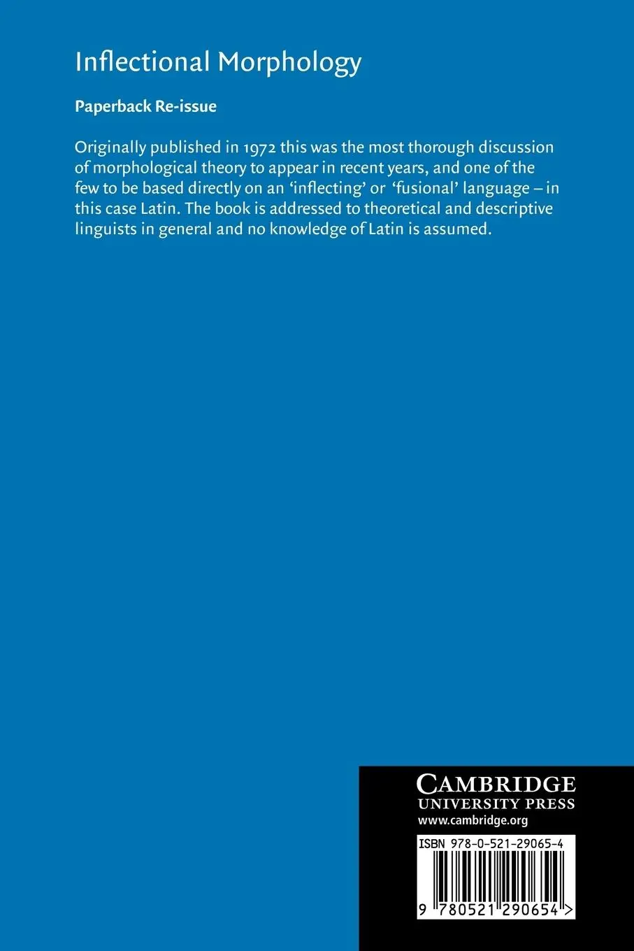 Rückseite: 9780521290654 | Inflectional Morphology | Peter Matthews (u. a.) | Taschenbuch | 2010