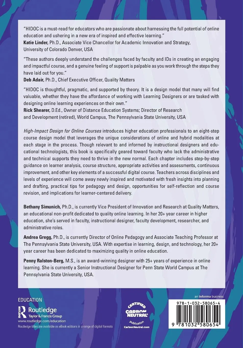 Rückseite: 9781032580654 | High-Impact Design for Online Courses | Bethany Simunich (u. a.)