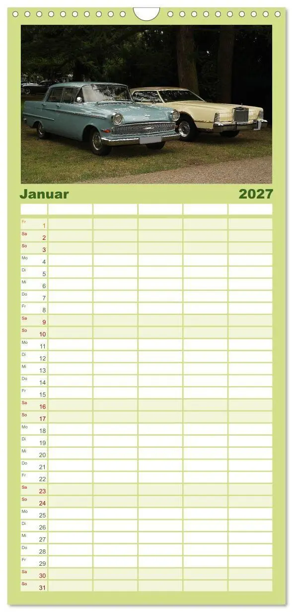 Bild: 9783594330654 | Familienplaner 2027 - Oldtimer vergangenger Jahrzehnte mit 5...