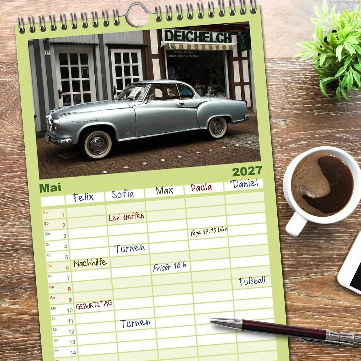 Bild: 9783594330654 | Familienplaner 2027 - Oldtimer vergangenger Jahrzehnte mit 5...