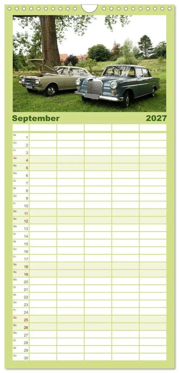 Bild: 9783594330654 | Familienplaner 2027 - Oldtimer vergangenger Jahrzehnte mit 5...