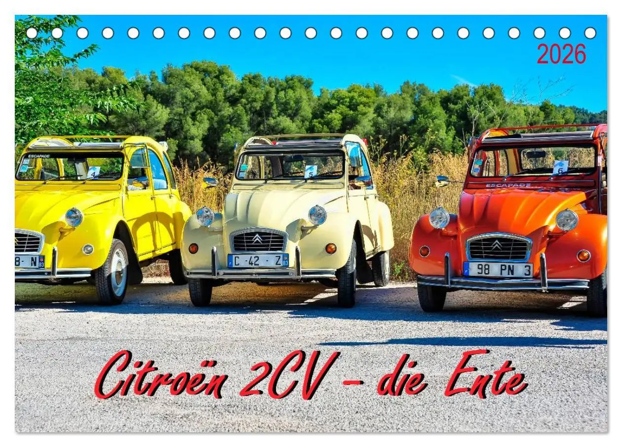 Cover: 9783516030754 | Citroën 2CV - die Ente (Tischkalender 2026 DIN A5 quer), CALVENDO...
