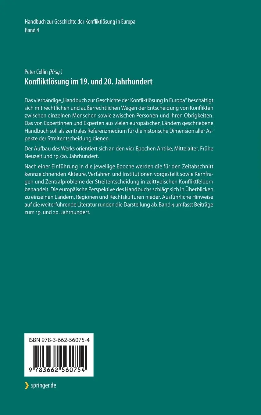 Rückseite: 9783662560754 | Konfliktlösung im 19. und 20. Jahrhundert | Ein Handbuch - Band 4