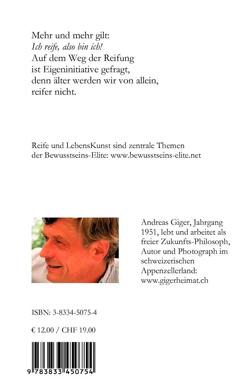 Rückseite: 9783833450754 | Reife | LebensKunst-Impulse für die Bewusstseins-Elite | Andreas Giger