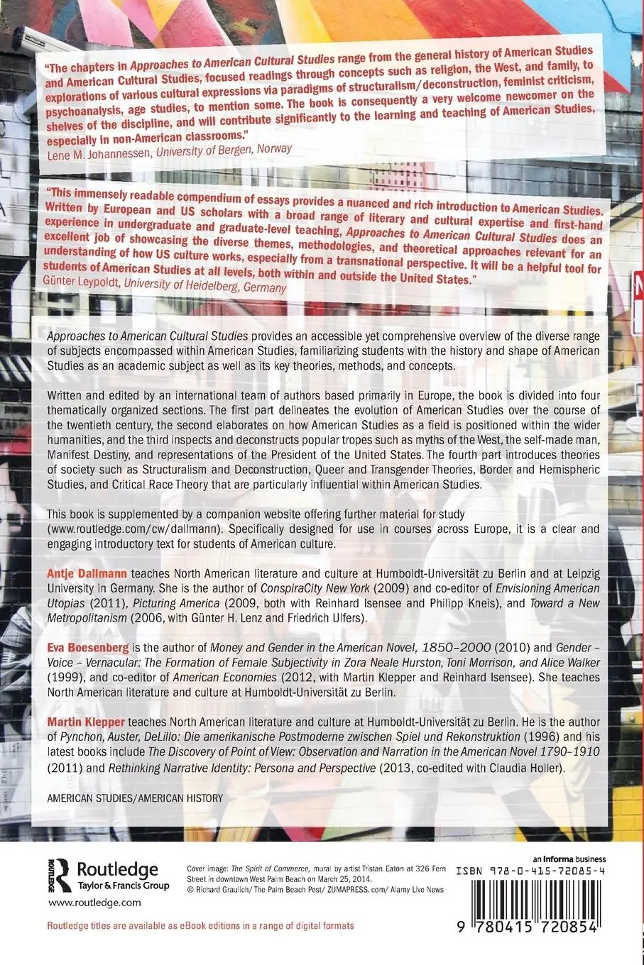 Rückseite: 9780415720854 | Approaches to American Cultural Studies | Antje Dallmann (u. a.)