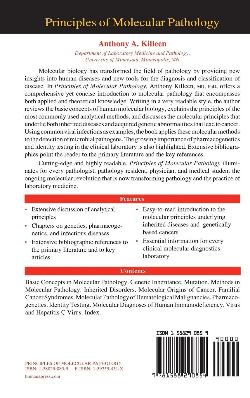 Rückseite: 9781588290854 | Principles of Molecular Pathology | Anthony Killeen | Buch | Englisch