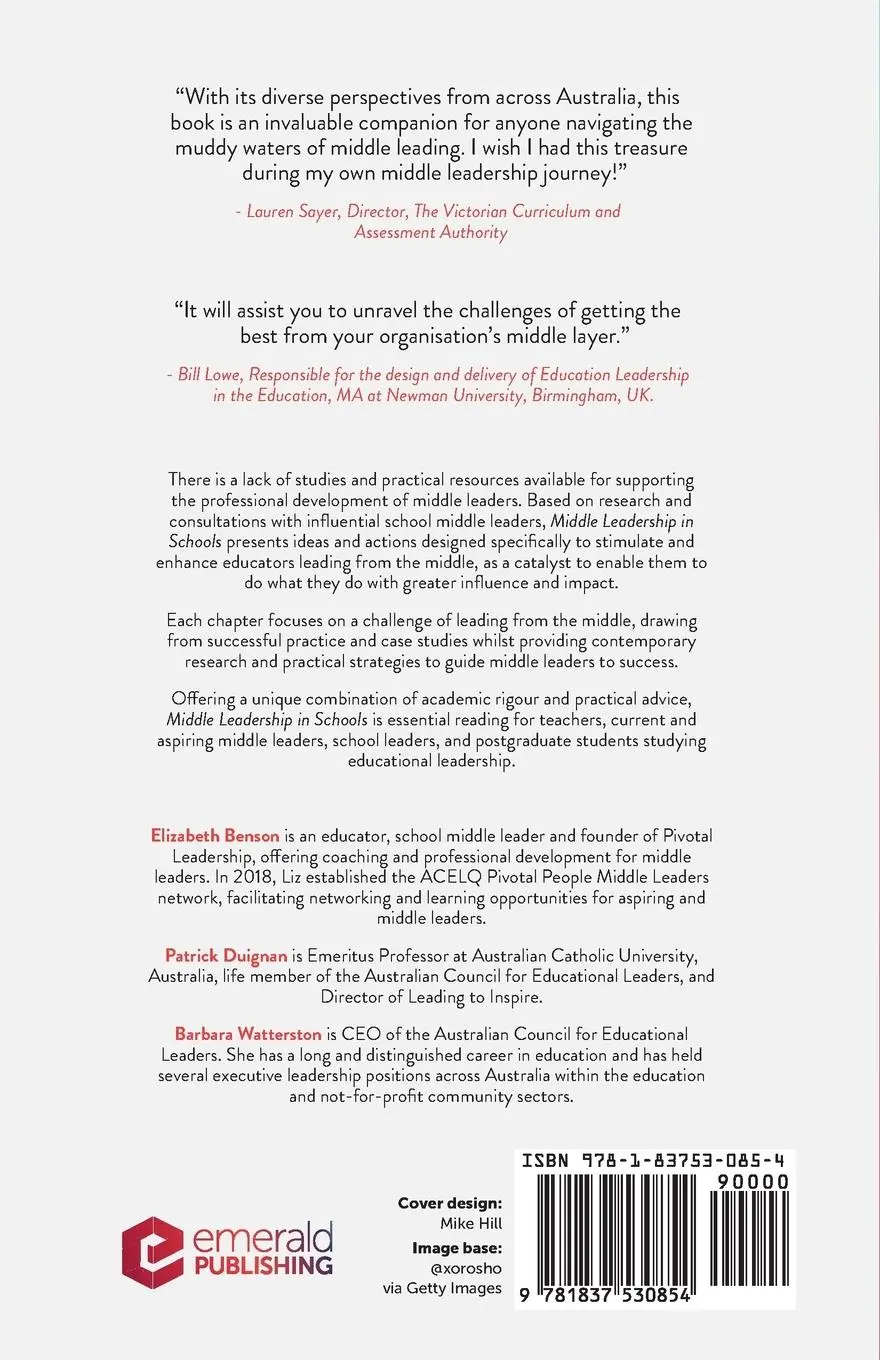 Rückseite: 9781837530854 | Middle Leadership in Schools | Elizabeth Benson (u. a.) | Taschenbuch