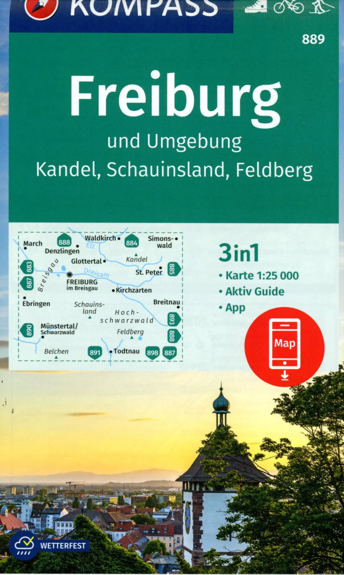 Cover: 9783991540854 | KOMPASS Wanderkarte 889 Freiburg und Umgebung, Kandel,...
