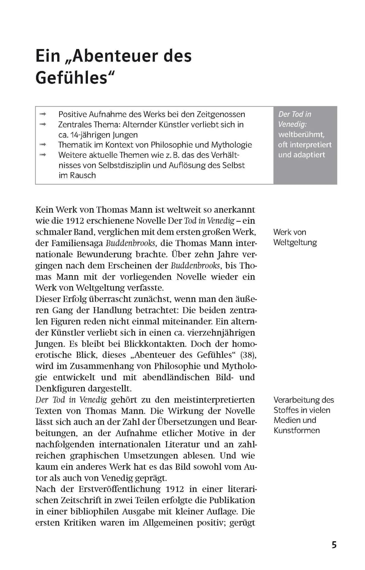 Bild: 9783129230954 | Klett Lektürehilfen Thomas Mann "Der Tod in Venedig" | Thomas Mann