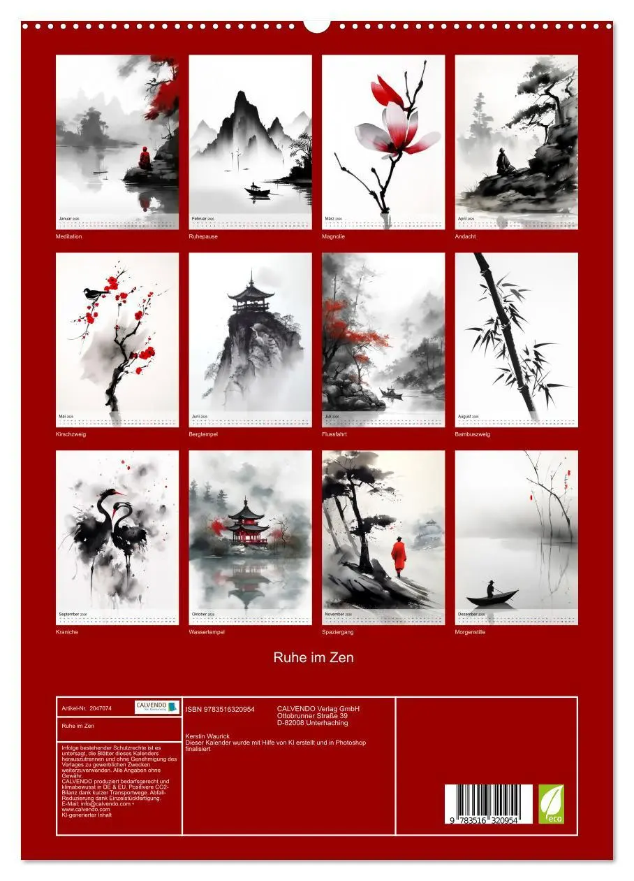 Bild: 9783516320954 | Ruhe im Zen (hochwertiger Premium Wandkalender 2026 DIN A2 hoch),...